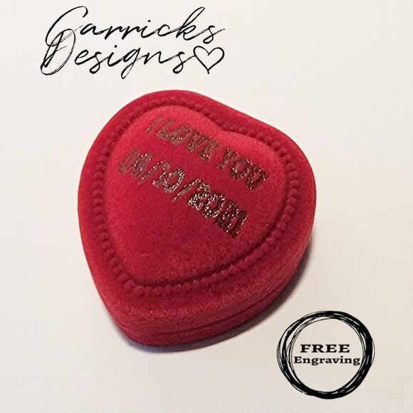 ThinkEngraved Jewelry - Personalized Heart Ring Box - Custom Engraved Ring Box - Handwriting Ring Box